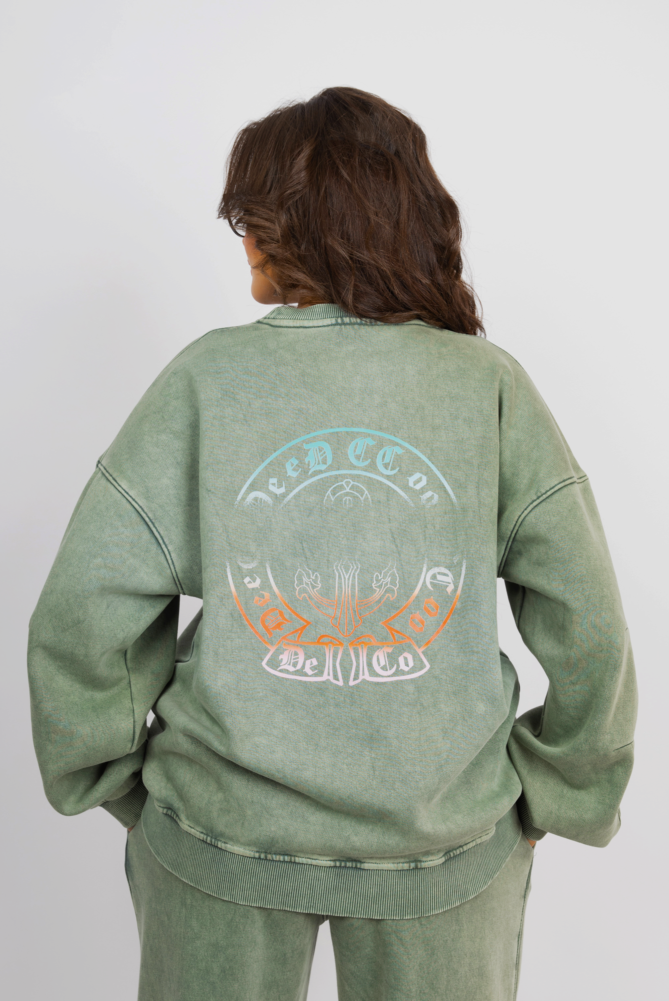 Comfy Knit Set With Subtle Distressed Accents - Green
