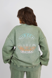 Comfy Knit Set With Subtle Distressed Accents - Green