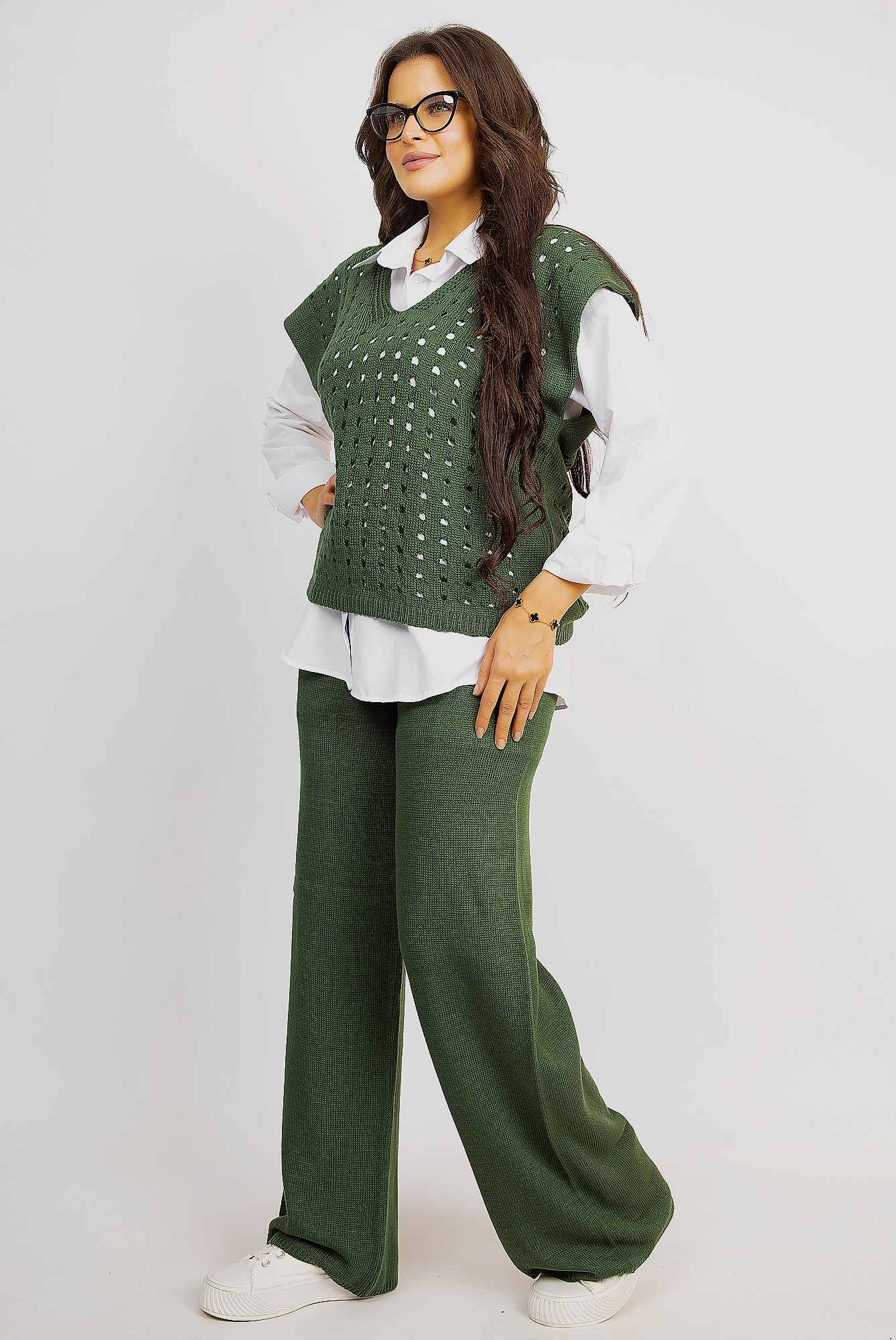 Contemporary Knit and Shirt Duo - Green
