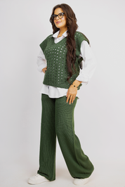 Contemporary Knit and Shirt Duo - Green