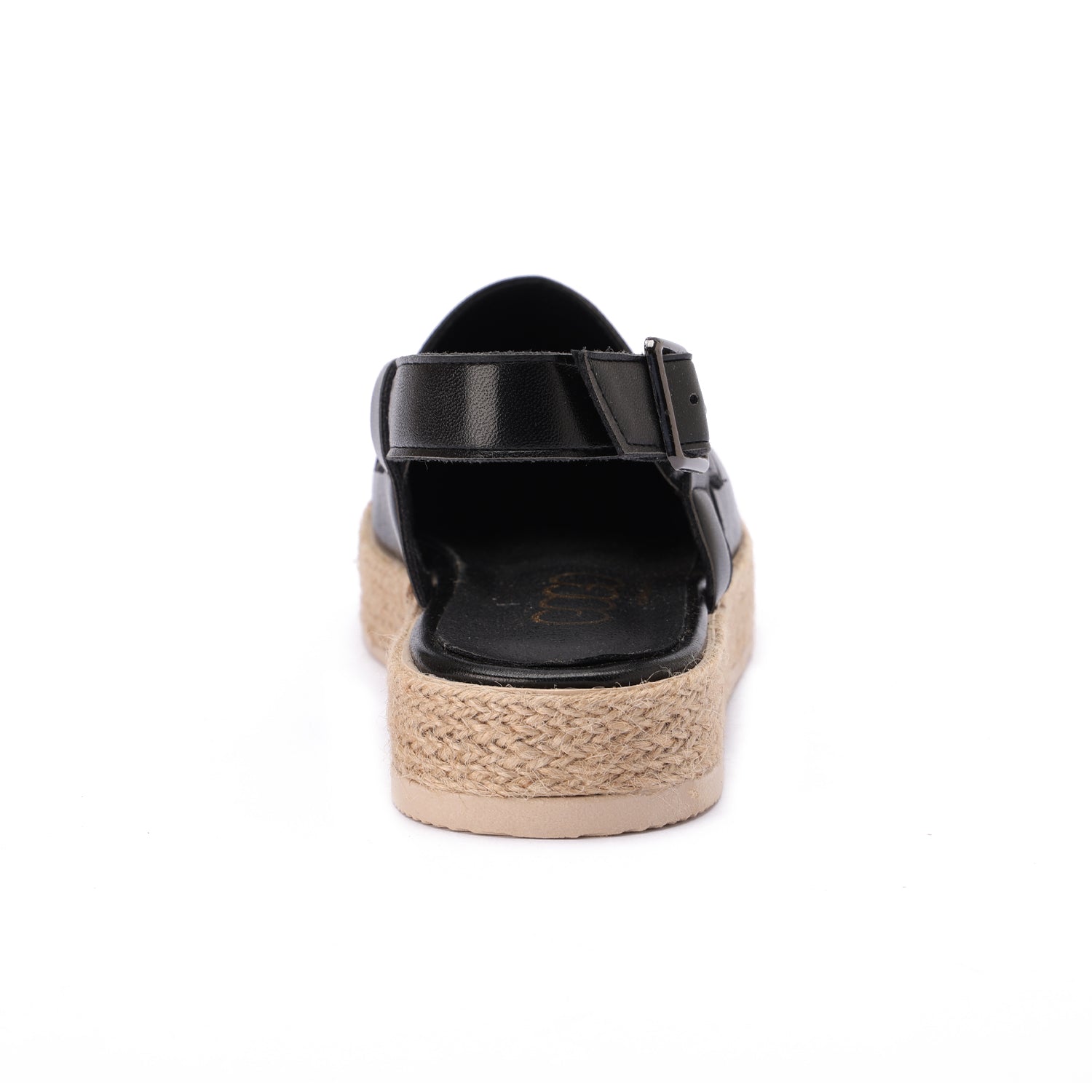 Buckled Strap Espadrille Clog - Black
