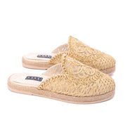 Woven Raffia Espadrille Mules-Cafe