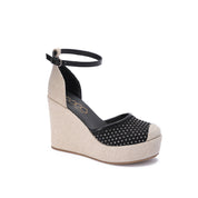 Wedge Strap Heels - Black