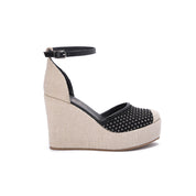 Wedge Strap Heels - Black