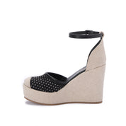 Wedge Strap Heels - Black