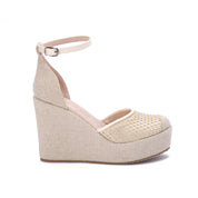 Wedge Strap Heels - Beige