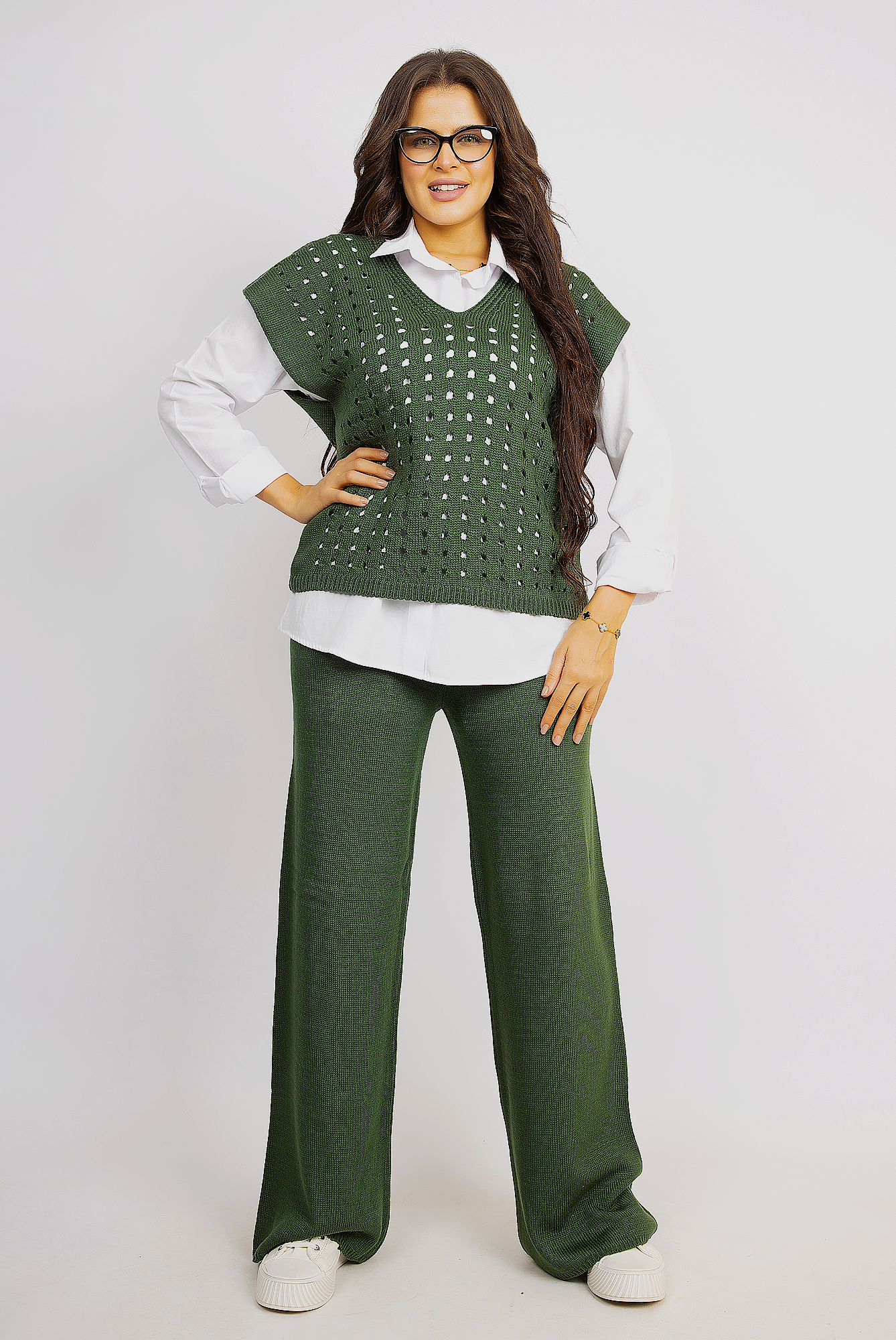 Contemporary Knit and Shirt Duo - Green