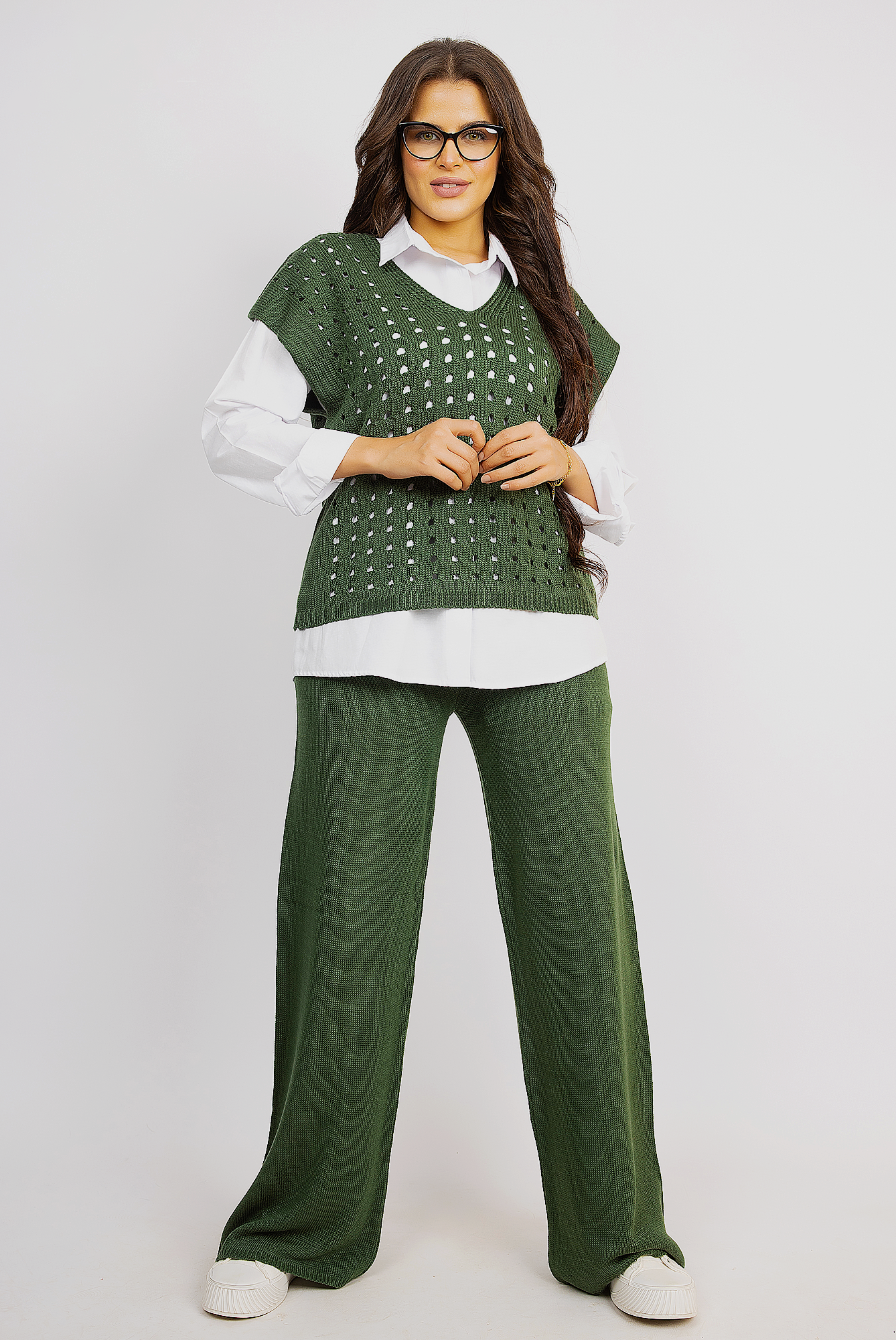 Contemporary Knit and Shirt Duo - Green