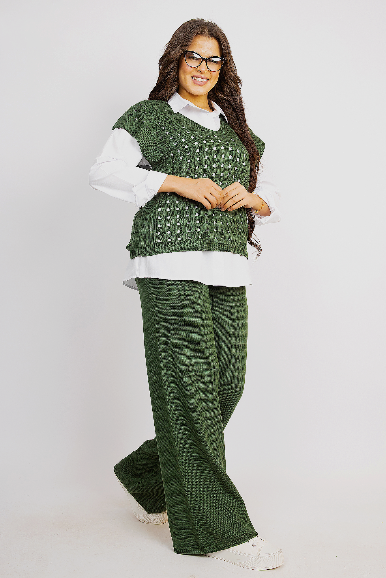 Contemporary Knit and Shirt Duo - Green