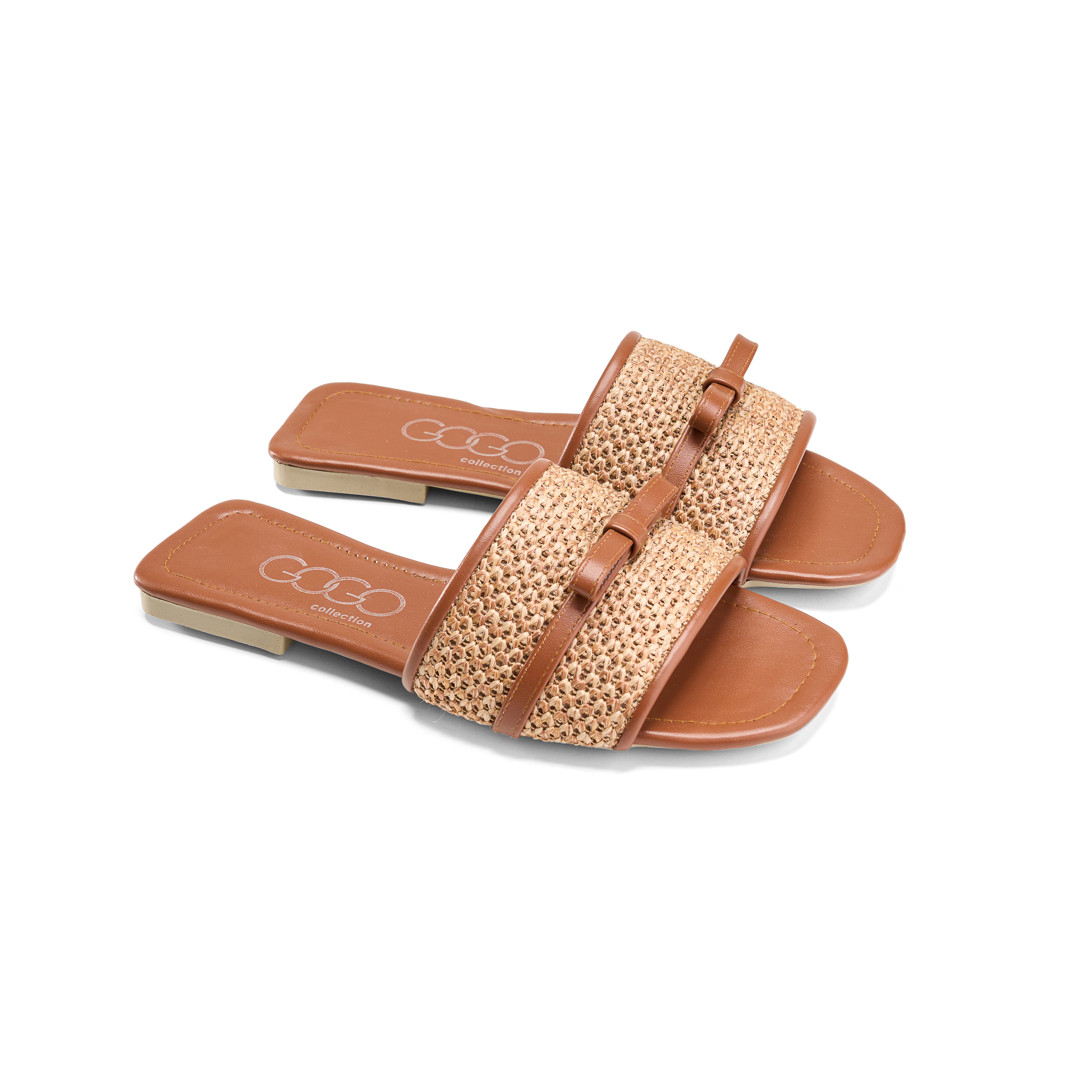 Braided Band Bow Slides - camel