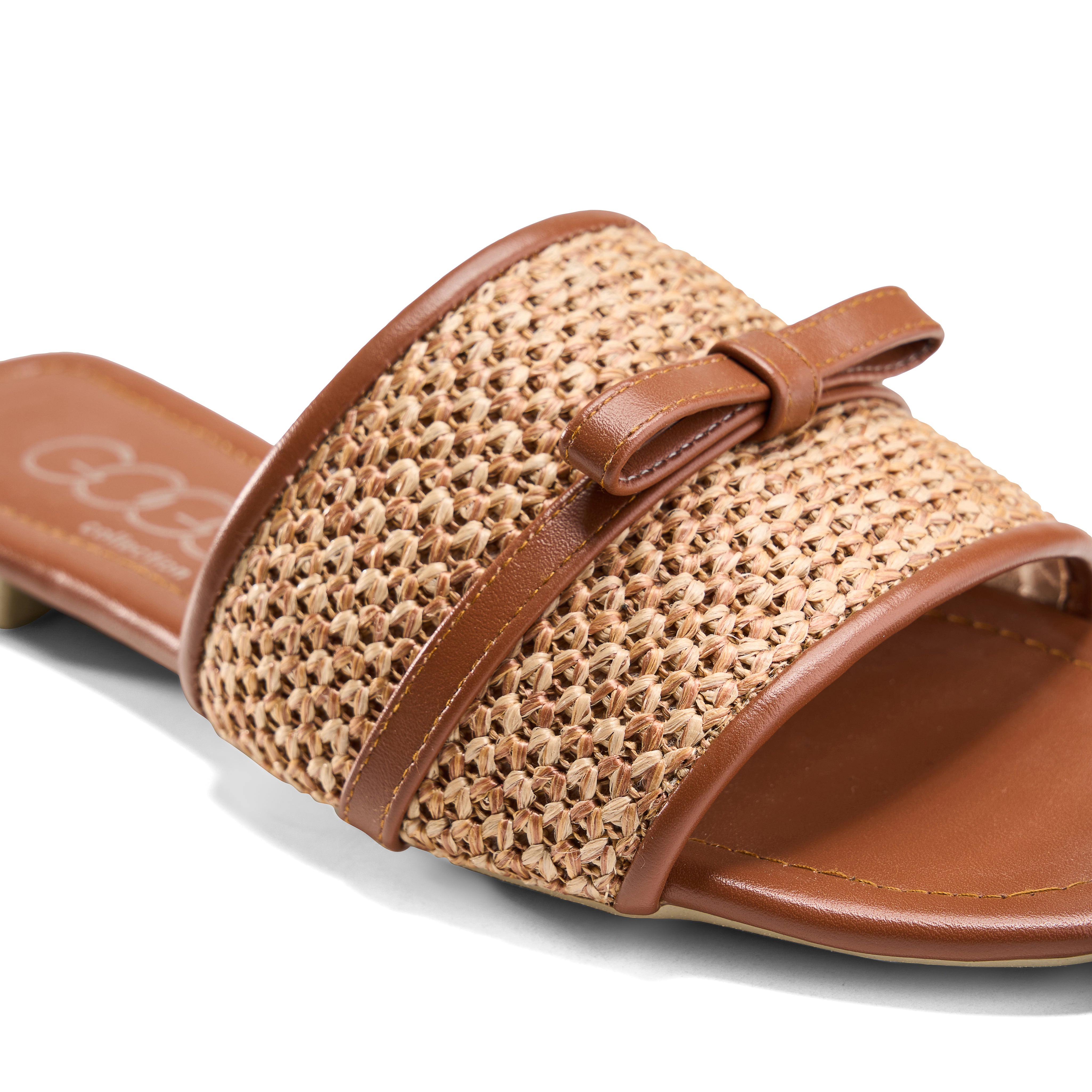 Braided Band Bow Slides - camel