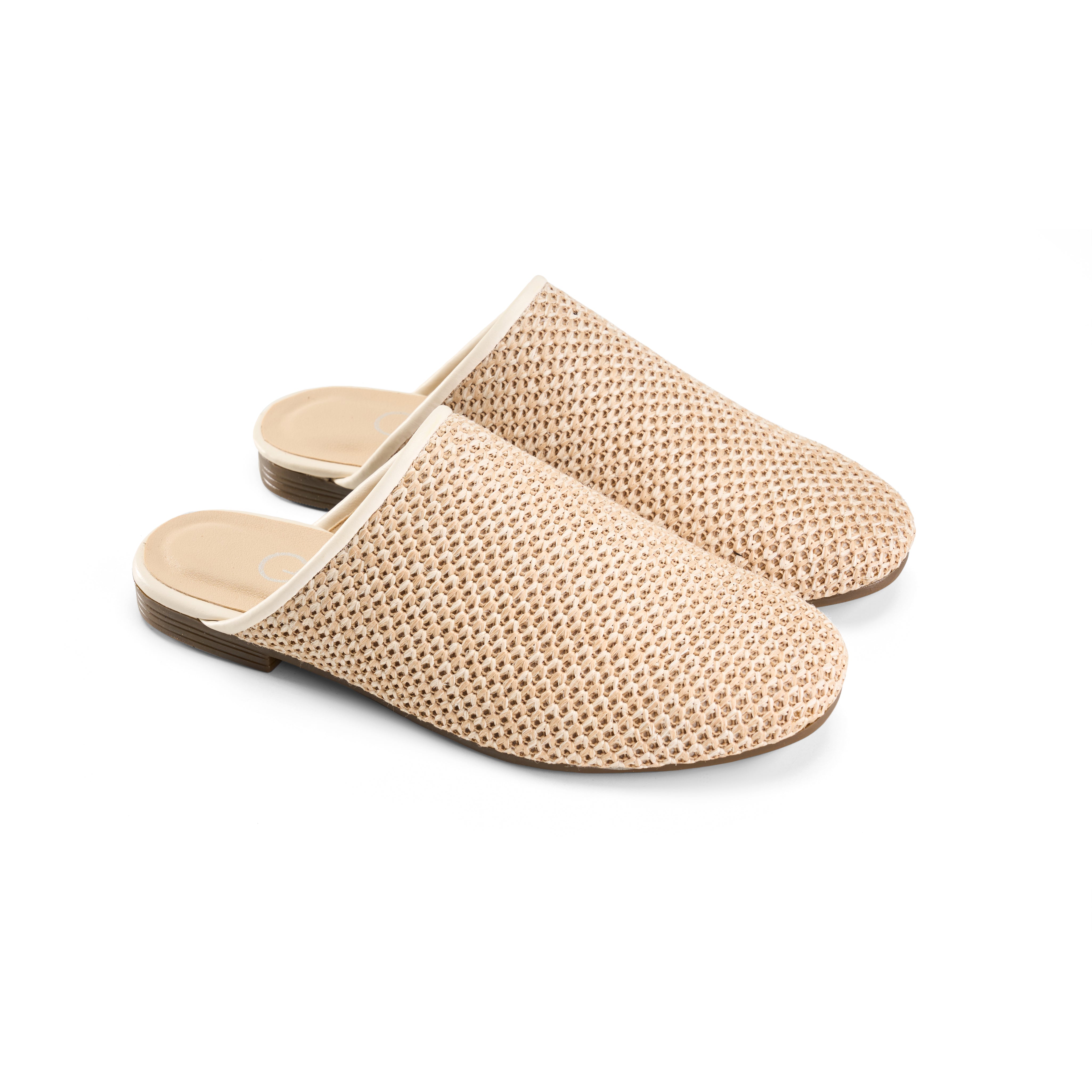 Woven Mule Clogs - Beige