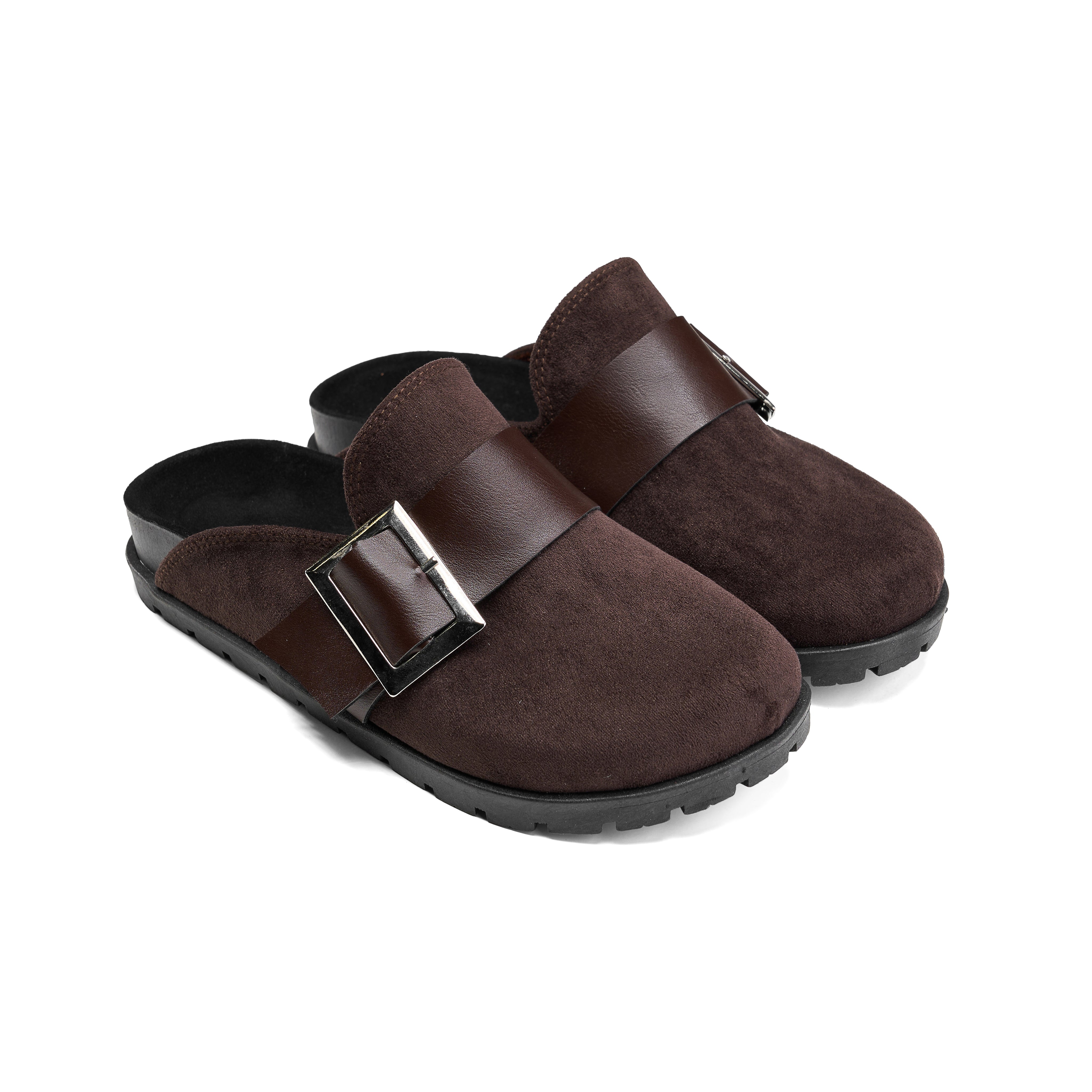 Buckle-Strap Comfort Clog - Brown