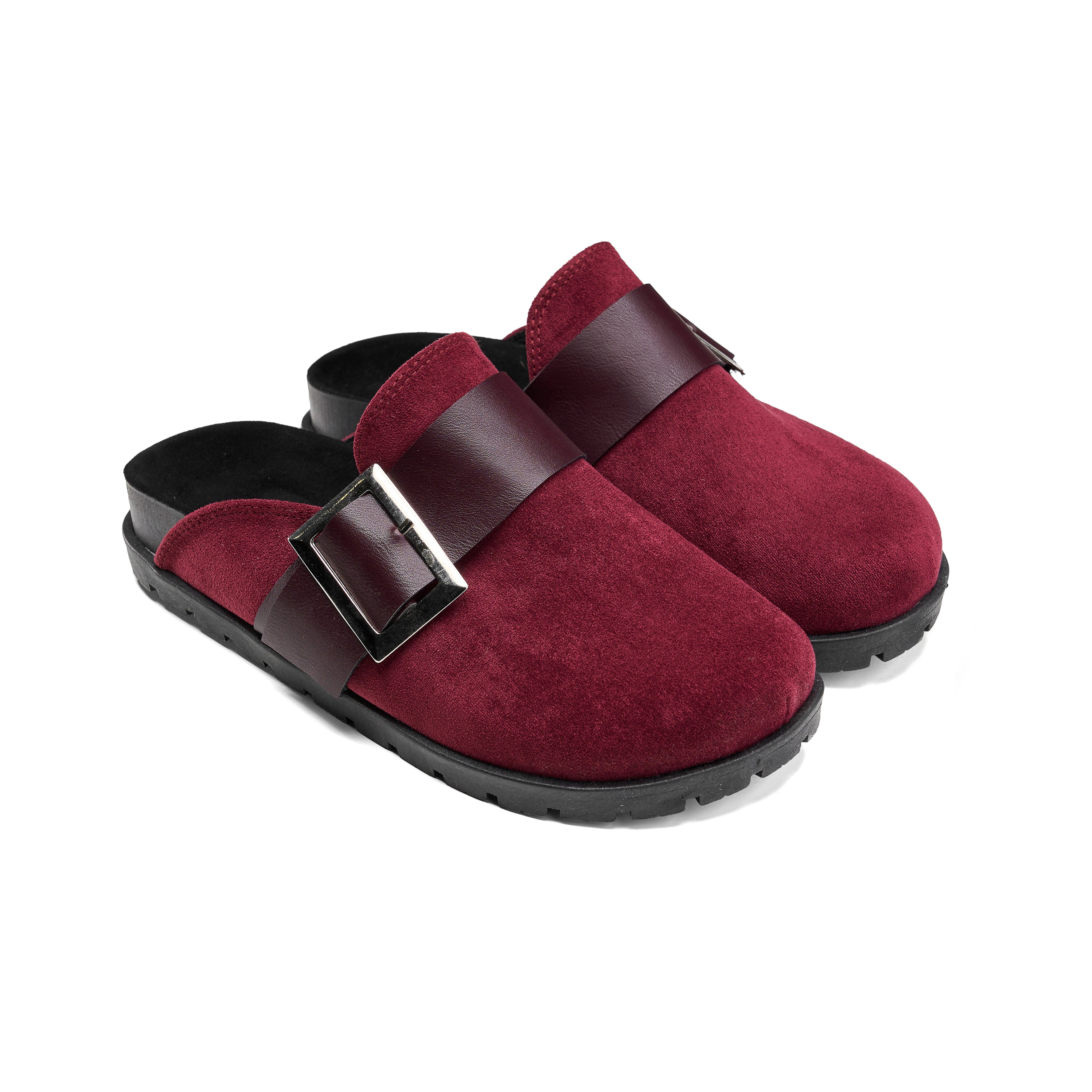 Buckle-Strap Comfort Clog - Maroon