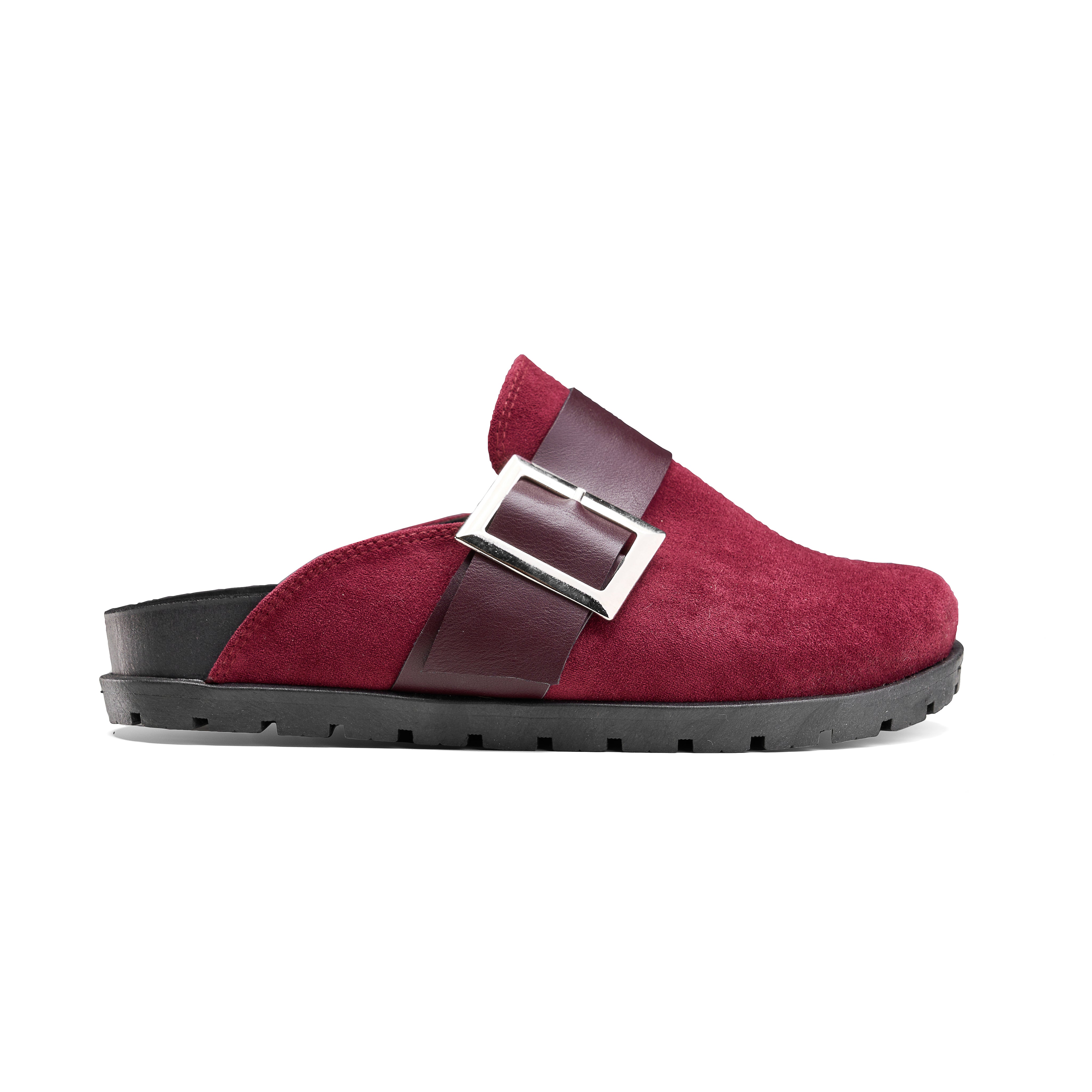 Buckle-Strap Comfort Clog - Maroon