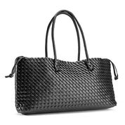 Woven Drawstring Tote Bag - Black