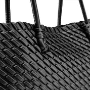 Woven Drawstring Tote Bag - Black