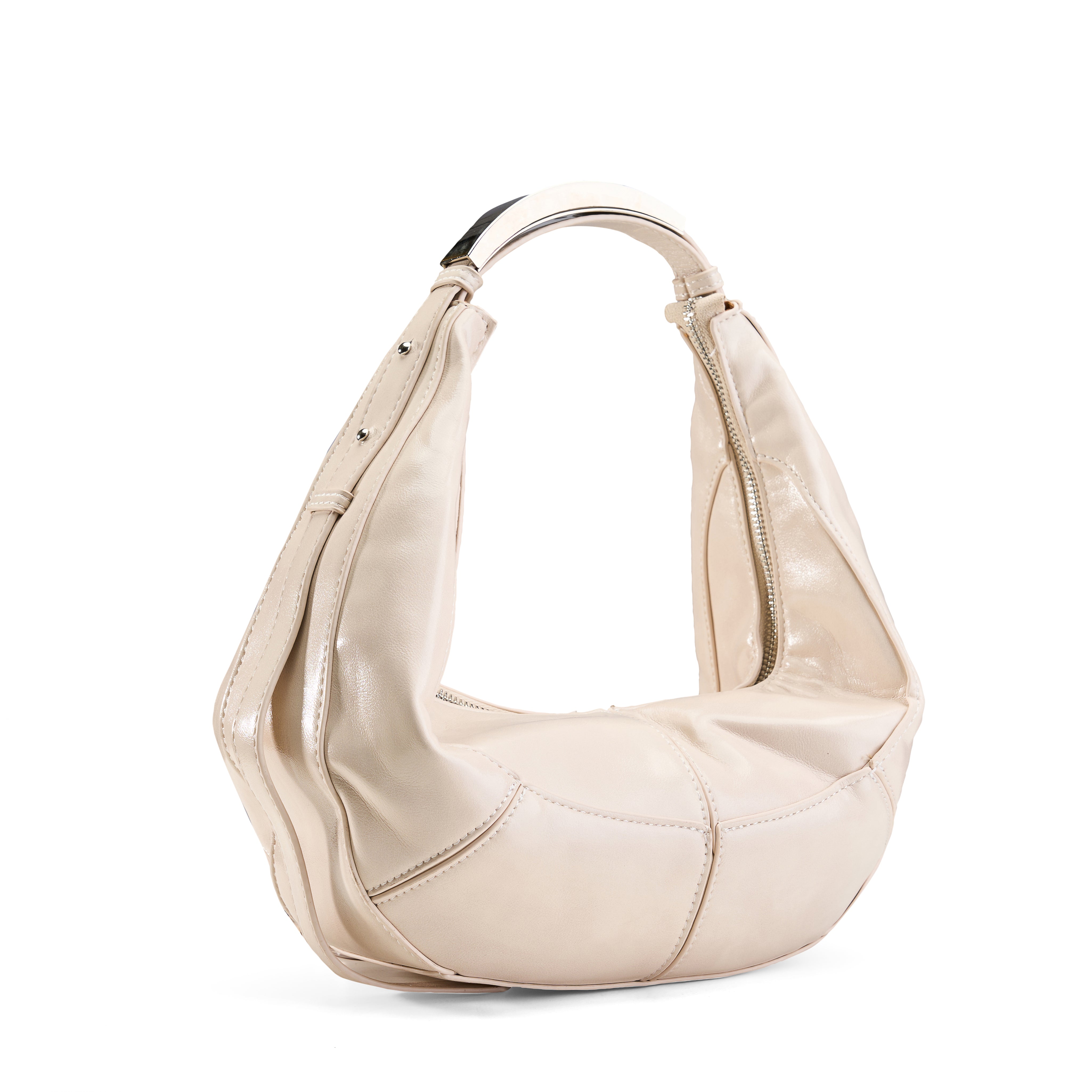 Structured Handle Hobo - Beige