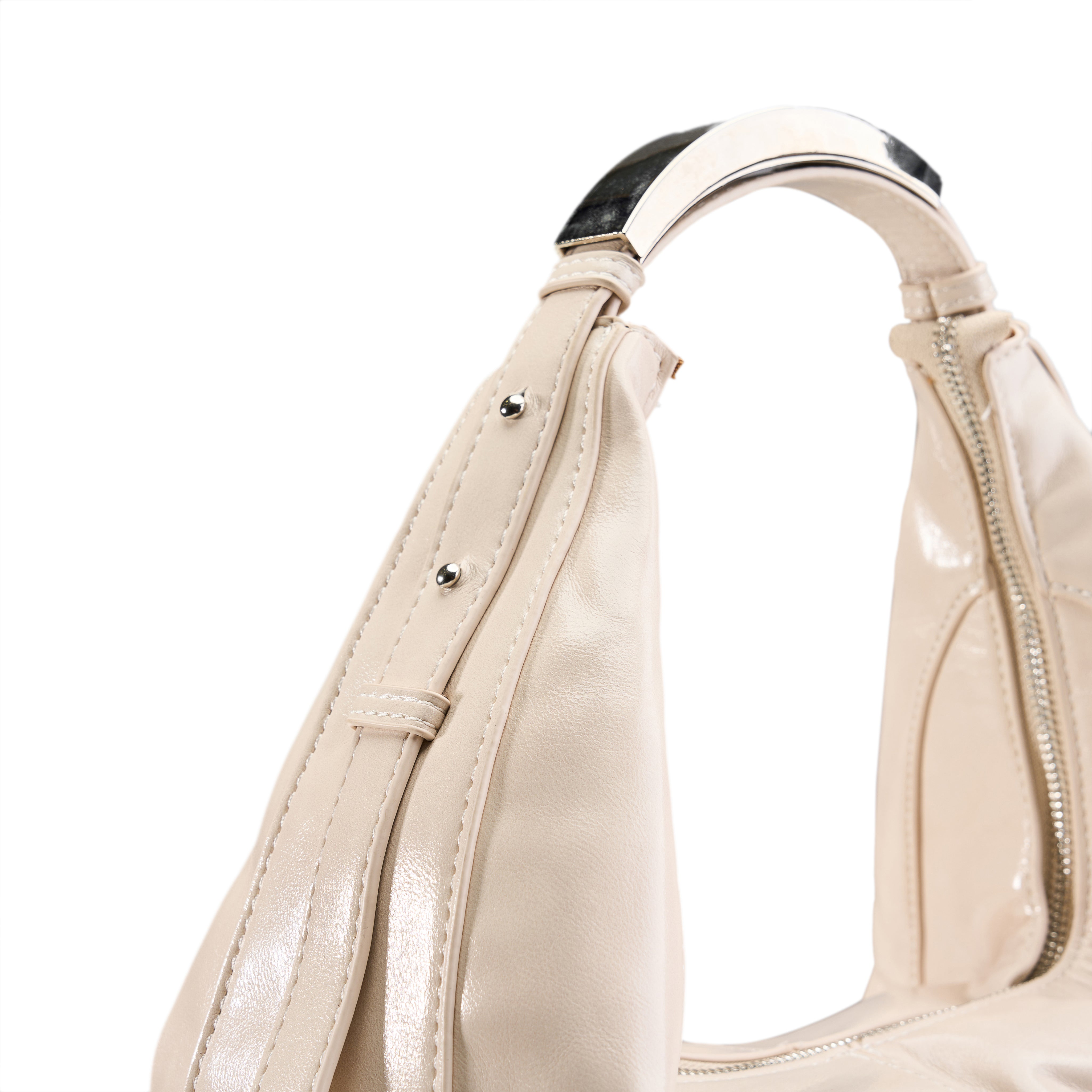 Structured Handle Hobo - Beige
