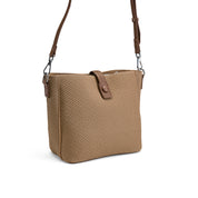 Woven Textile Bucket Crossbody - cafe