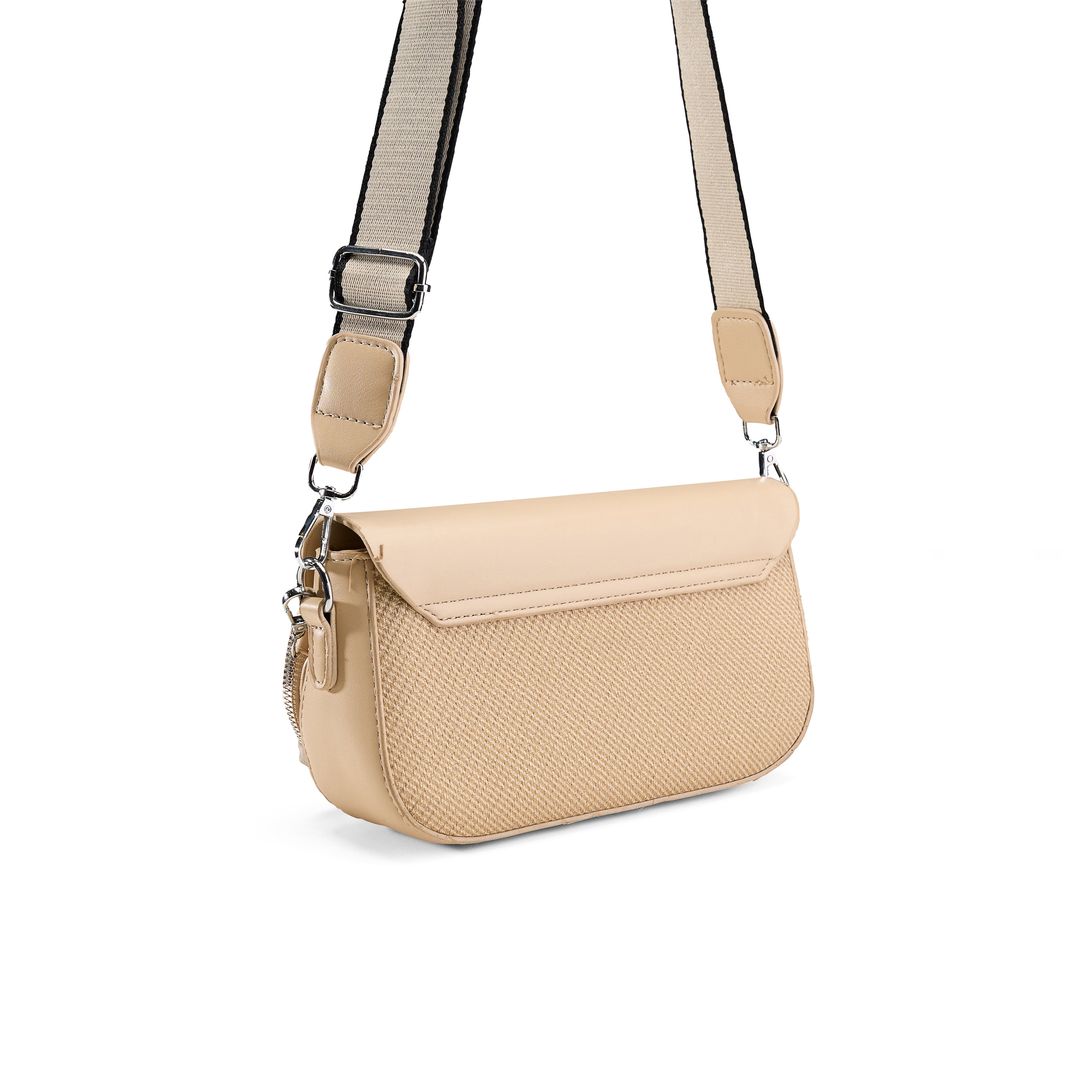 Two-Tone Flap Crossbody - Beige