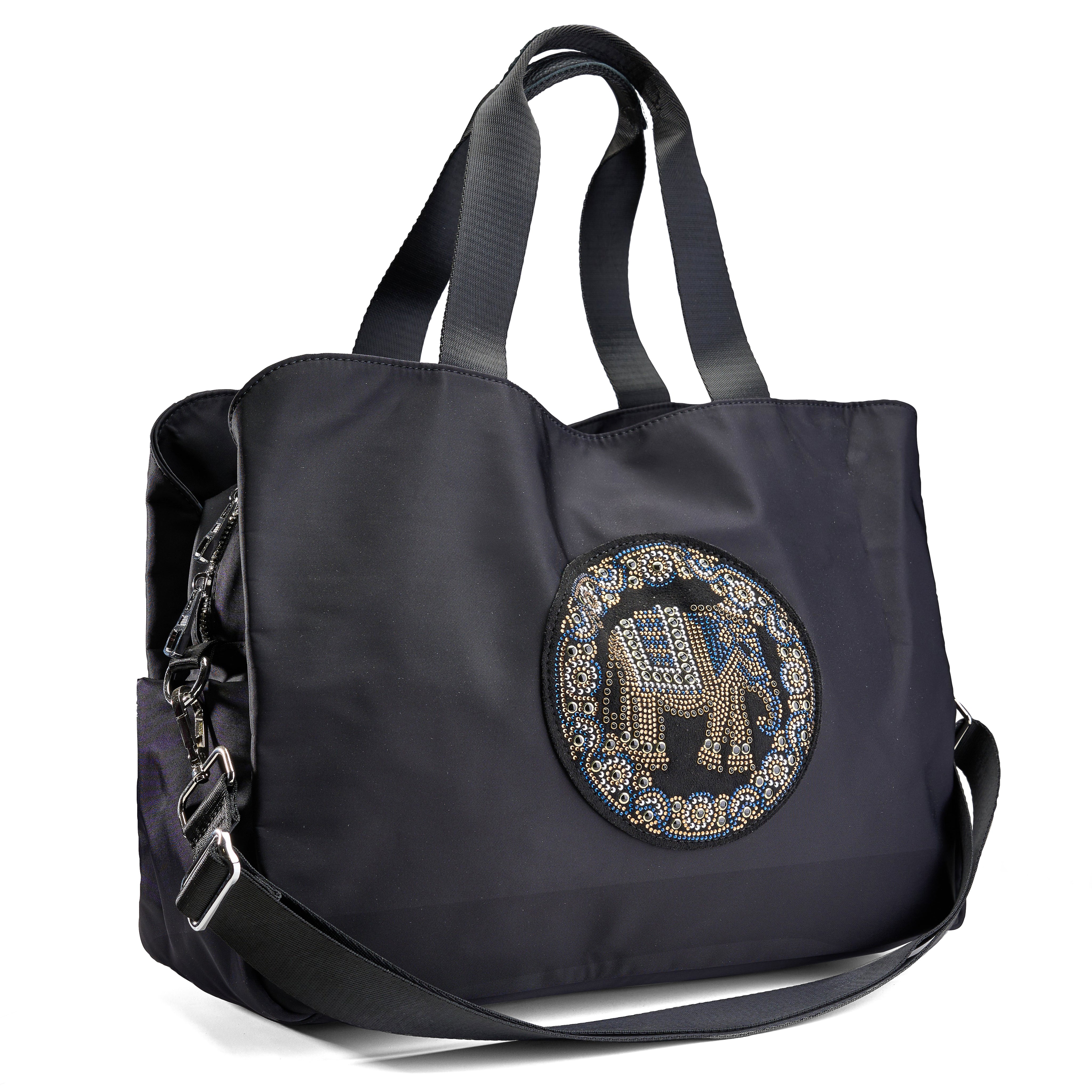 Beaded Elephant Crossbody - Black