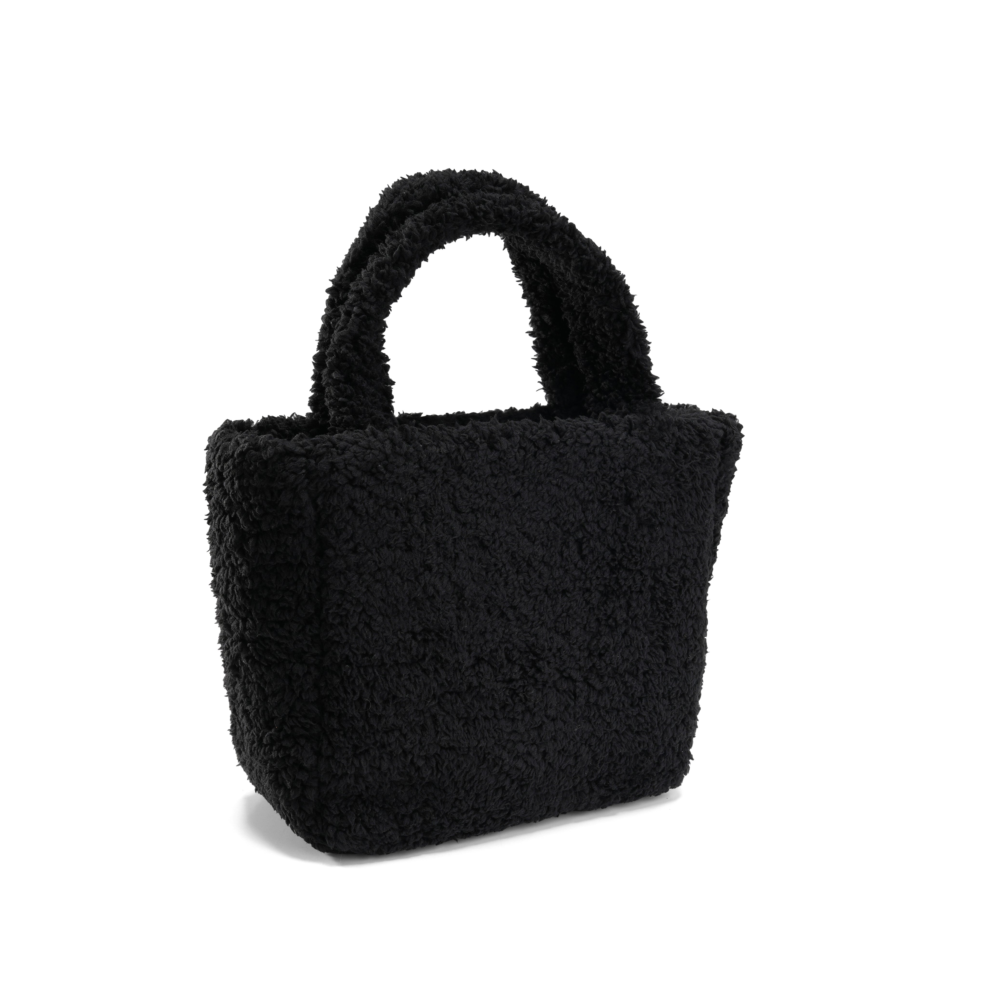 Warmth in Style: Sherpa Tote Bag - Black