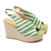 Green Women's striped high heel sandal