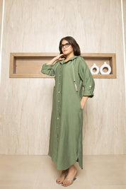 Button Path Nomad Dress - green