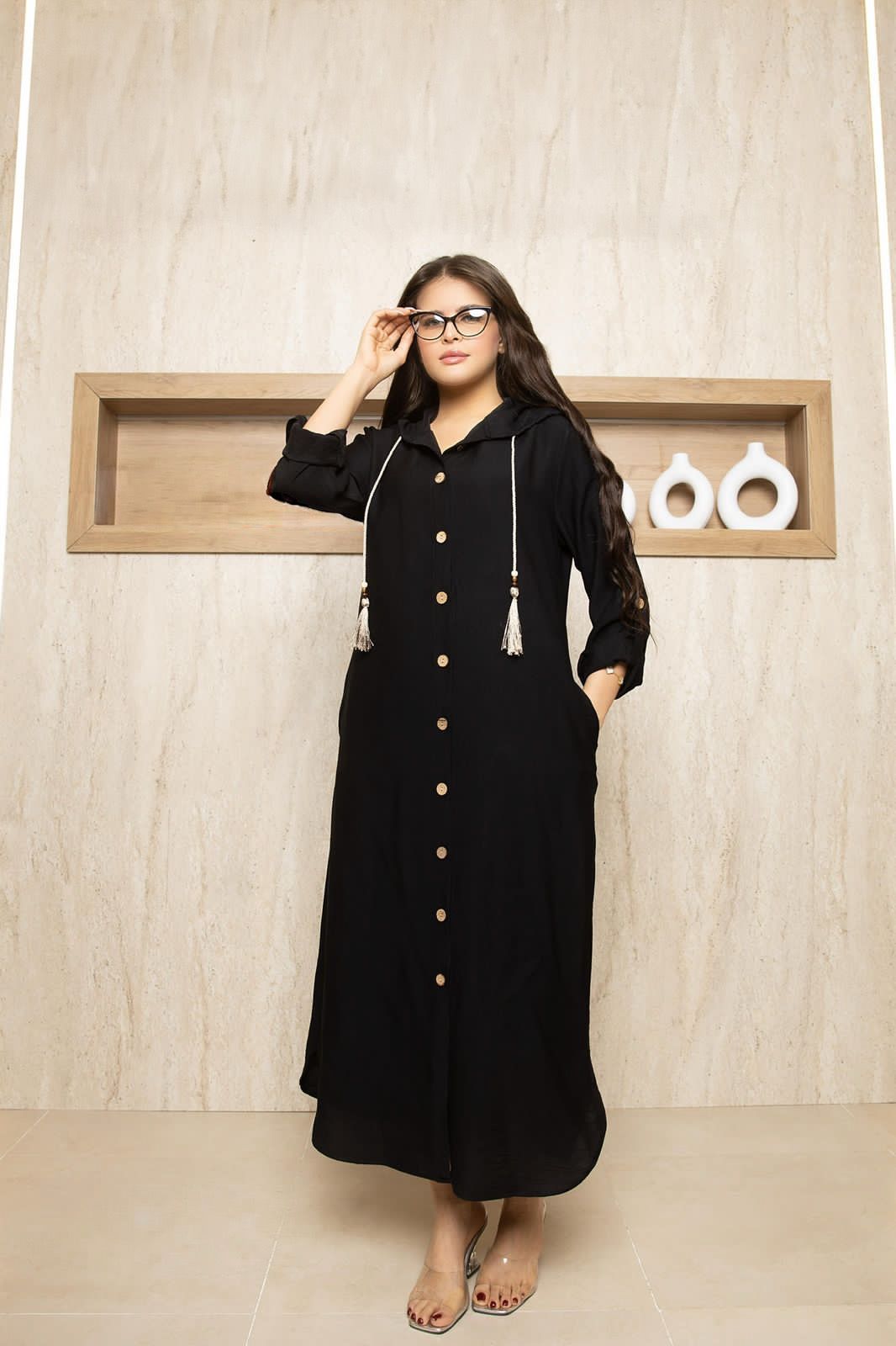 Button Path Nomad Dress - black