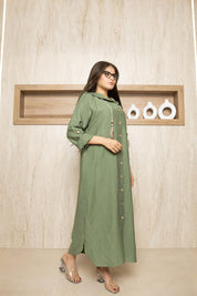 Button Path Nomad Dress - green