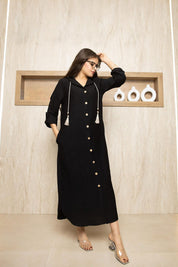 Button Path Nomad Dress - black