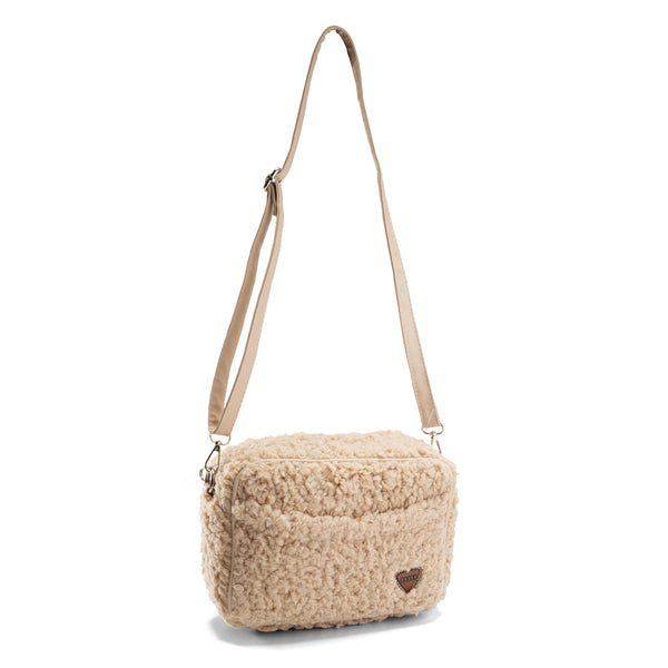 Cozy Luxe: Faux Fur Carry-All Bag - Beige