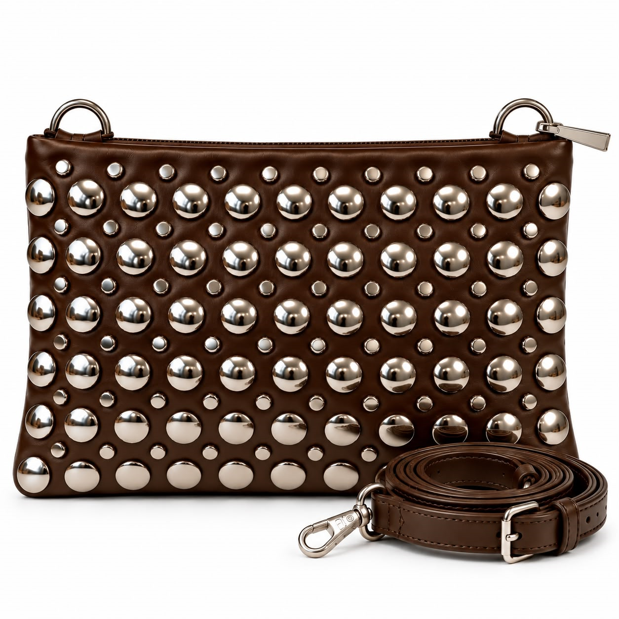Nova Studded Clutch Bag – Brown