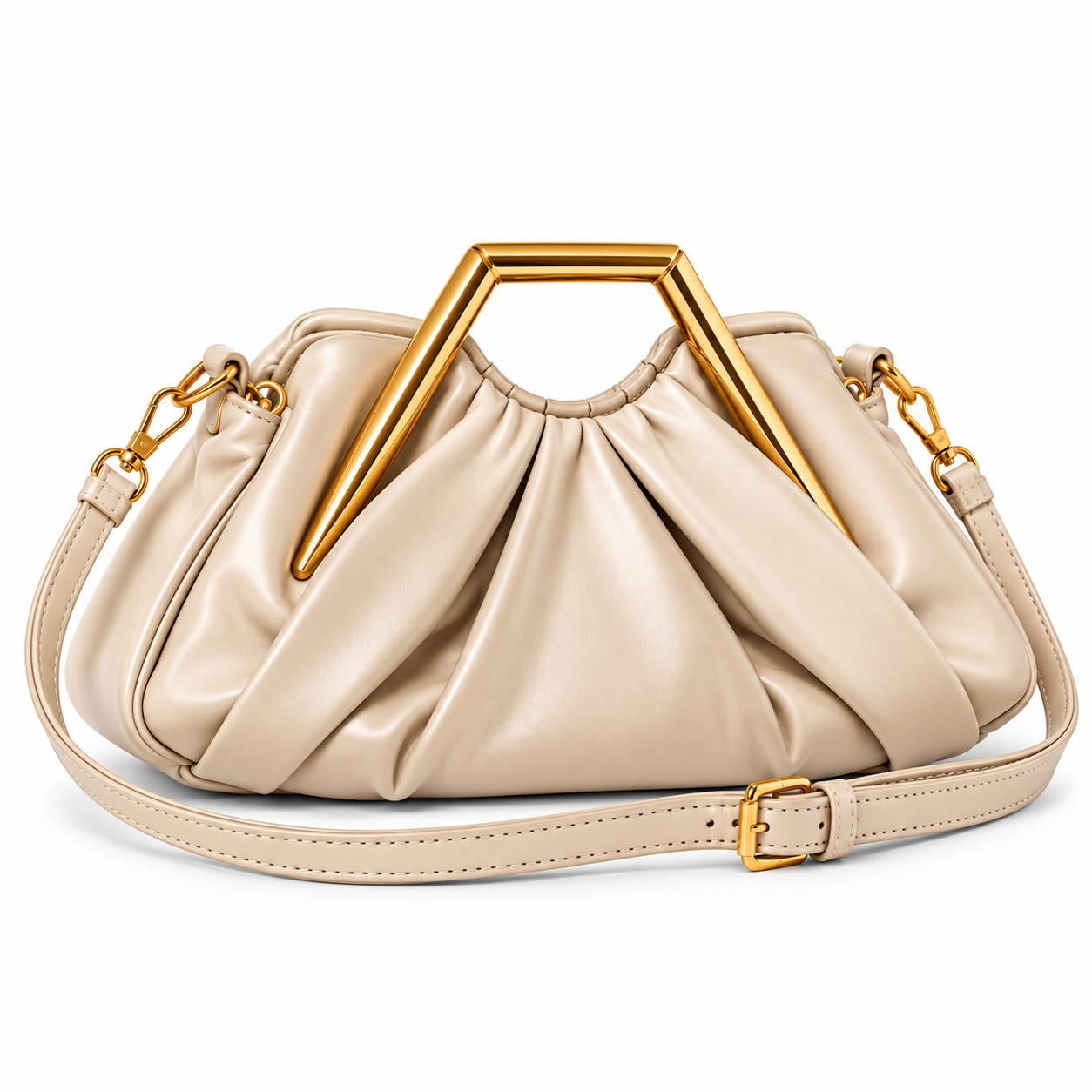 Valentina Pleated Handbag – Beige