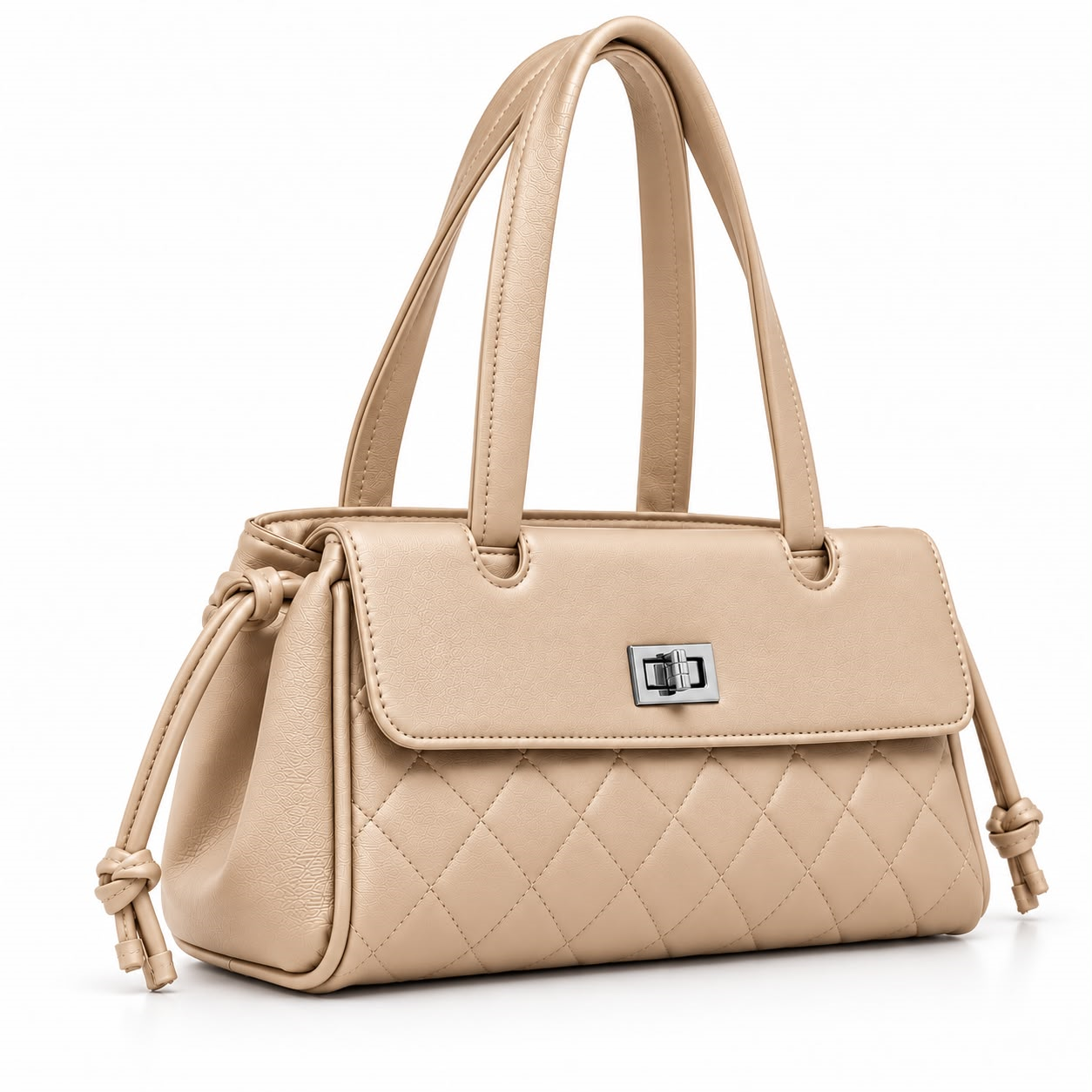 Alina Quilted Handbag – Beige
