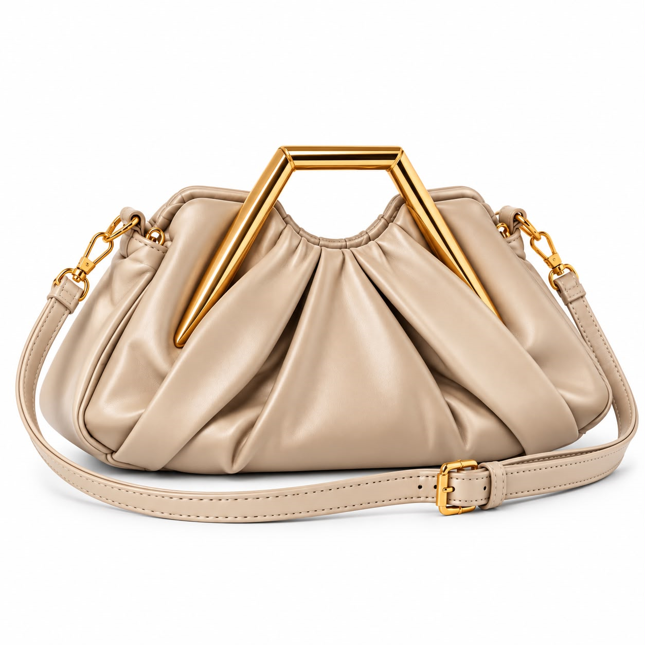 Valentina Pleated Handbag – Cafe