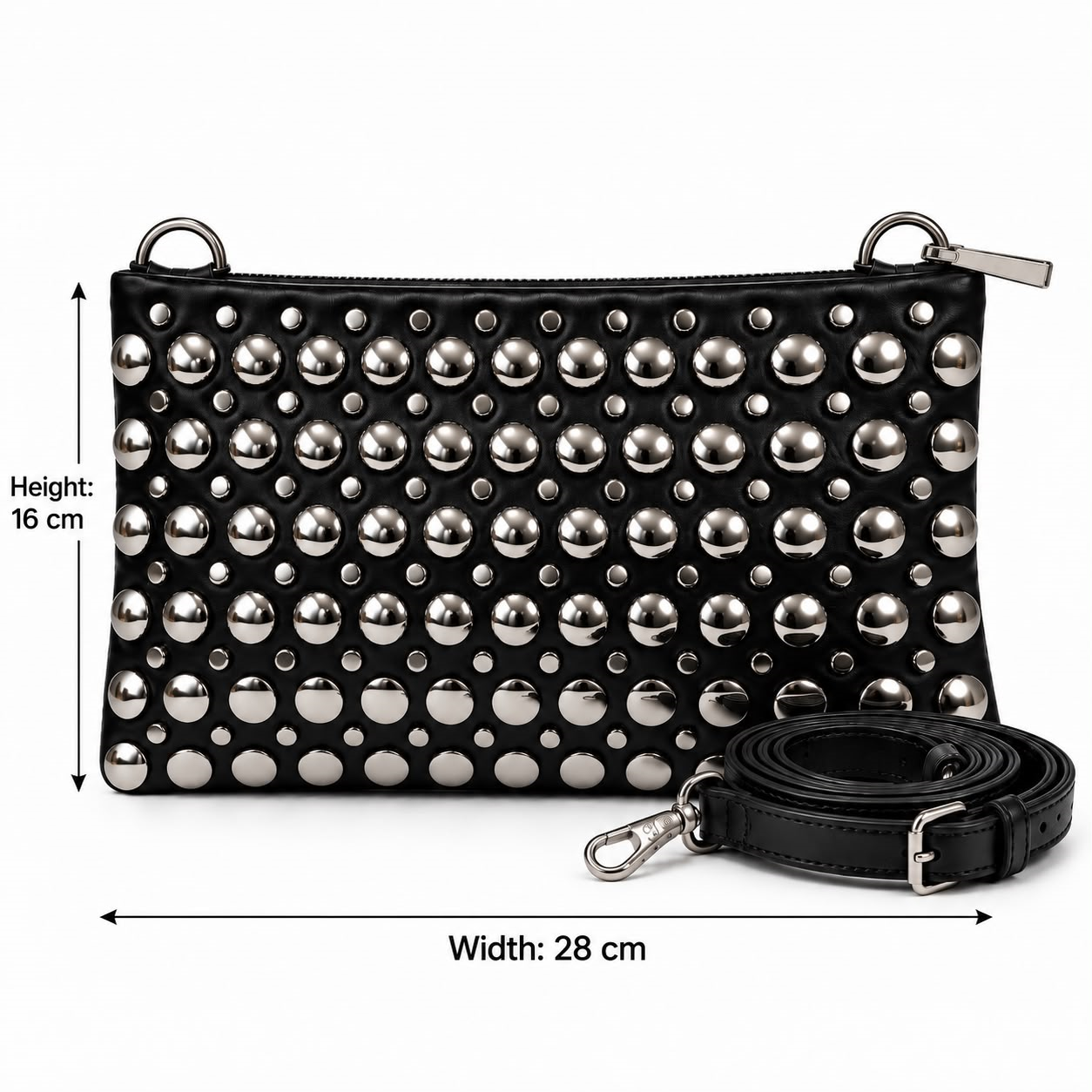 Nova Studded Clutch Bag – Black