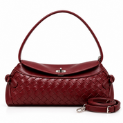 Sienna Woven Shoulder Bag – Burgundy
