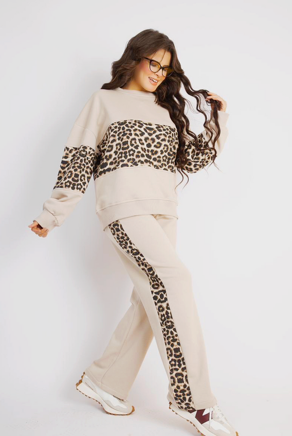 Leopard Luxe Tracksuit - Beige