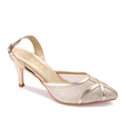 Mid-Heel Slingback Pump - Gold