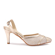 Mid-Heel Slingback Pump - Gold