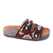 Embroidered Buckle Sandals-Black