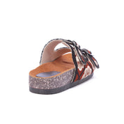 Embroidered Buckle Sandals-Black