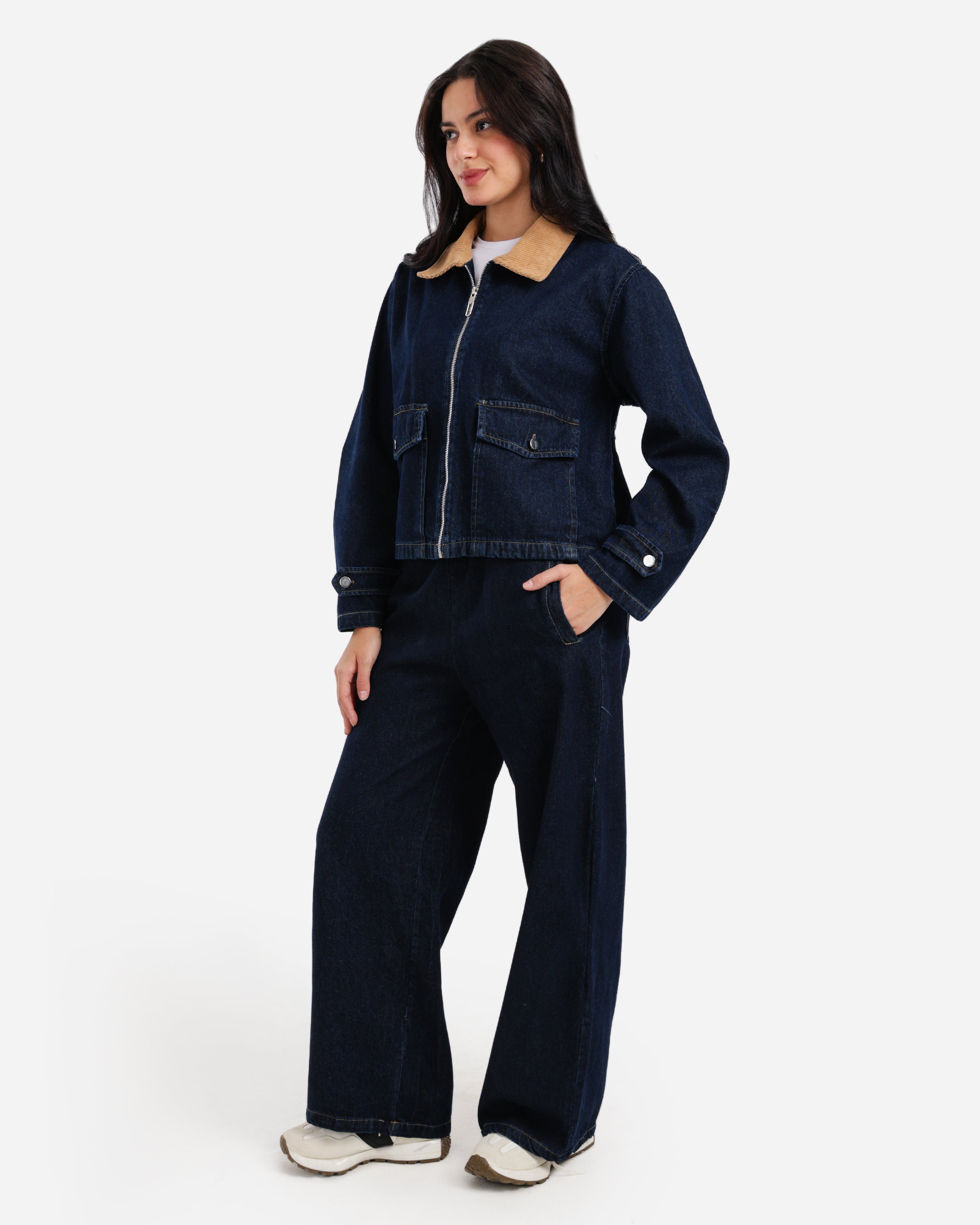 Denim Sherpa Set - Dark