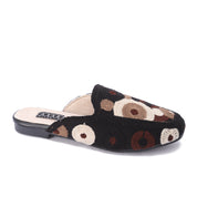 Embroidered Slip-On Mules-black