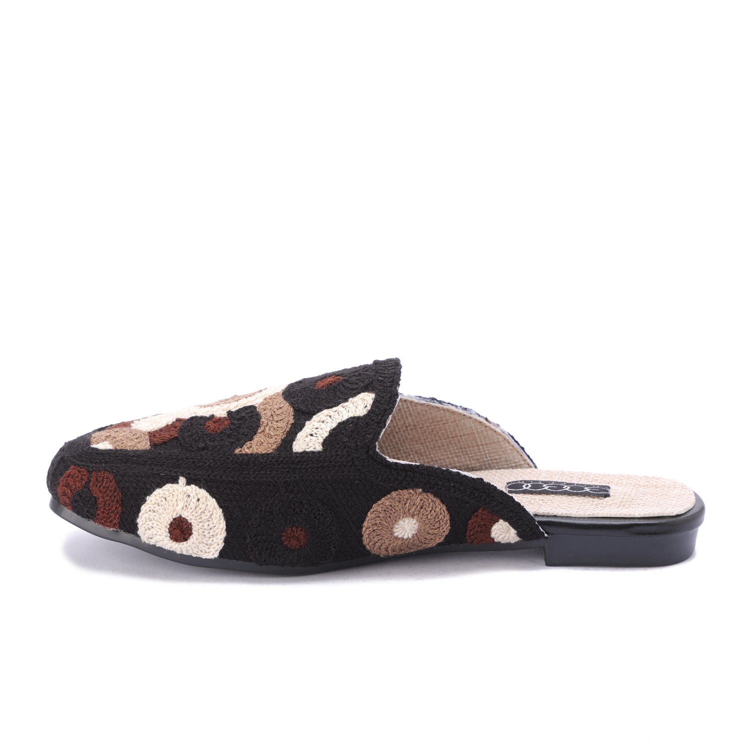 Embroidered Slip-On Mules-black