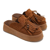 Beaded Fringe Suede Clogs - Havan