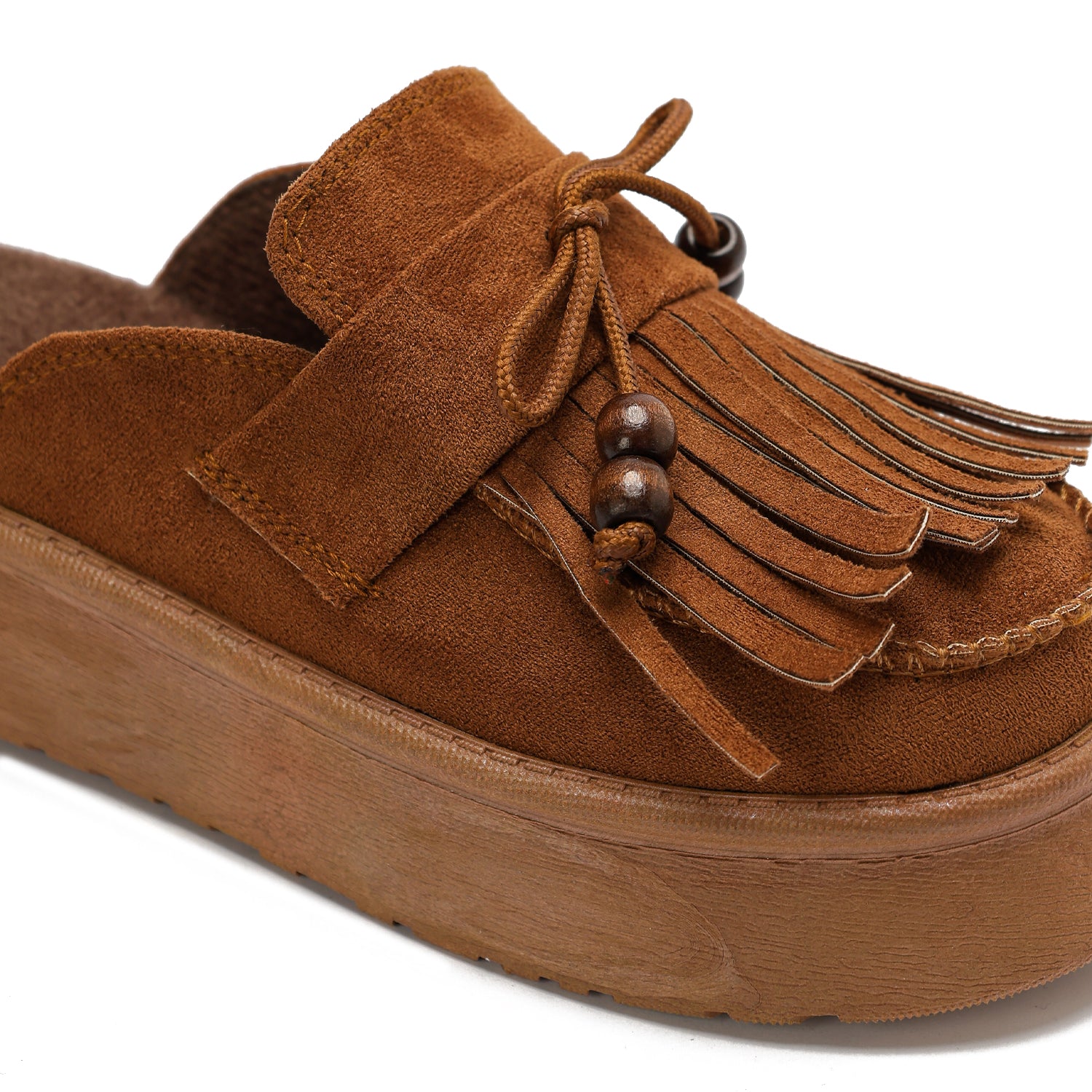 Beaded Fringe Suede Clogs - Havan