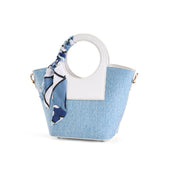 Circular Top Handle Bag - White